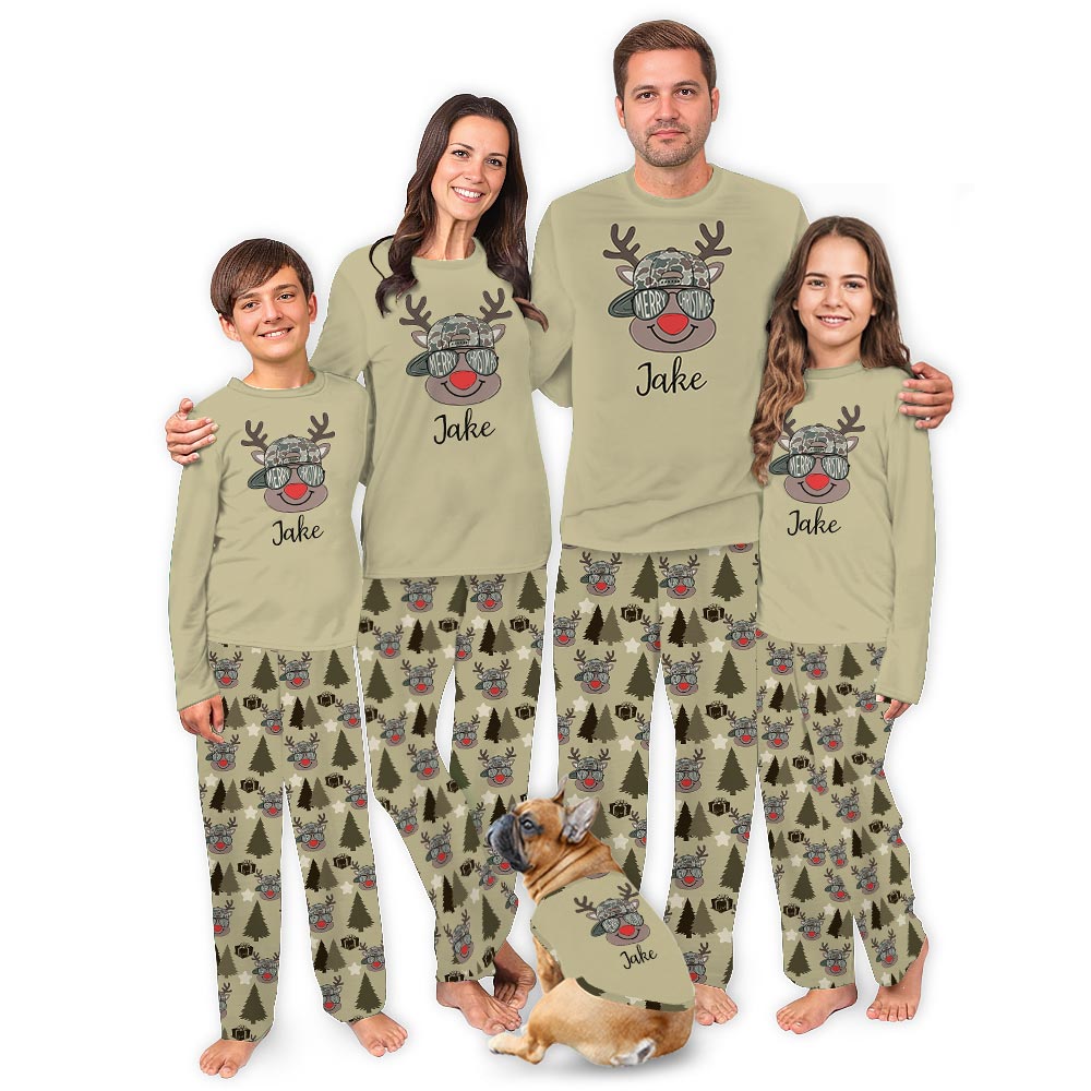 Name Personalized Reindeer Camouflage Matching Christmas Jammies Name Personalized Reindeer Camouflage Matching Christmas Jammies