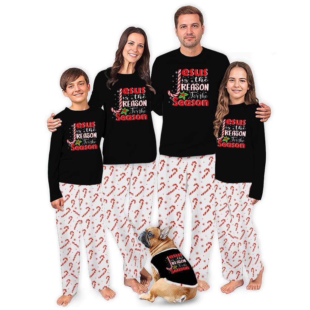 Christian Family Christmas Pajamas With Bible Verse And Candy Cane