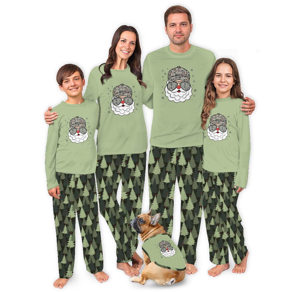 Festive Santa Camouflage Matching Family Pajama Sets