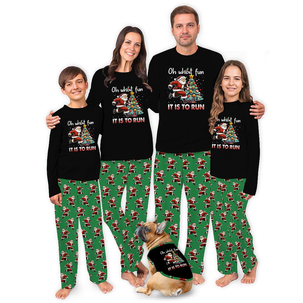 What Fun It Is To Run Quote Matching Family Xmas Pajamas