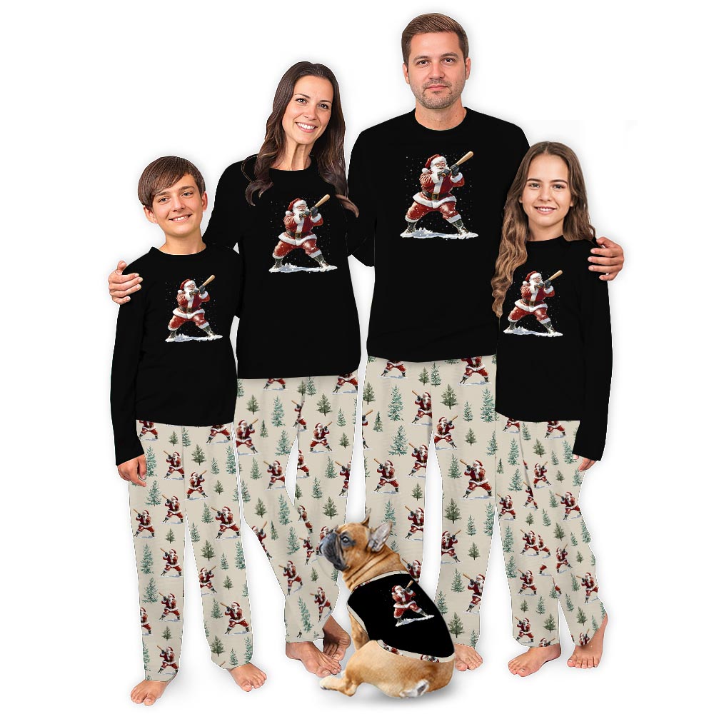 Baseball Santa Player Matching Dog And Owner Pajamas Christmas Baseball Santa Player Matching Dog And Owner Pajamas Christmas