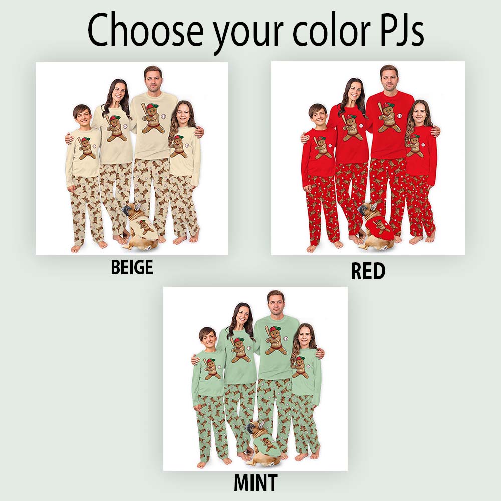 Baseball Gingerbread Matching Christmas Pajamas With Newborn