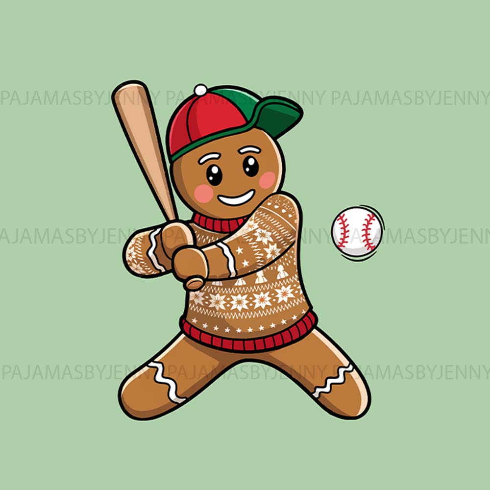 Baseball Gingerbread Matching Christmas Pajamas With Newborn