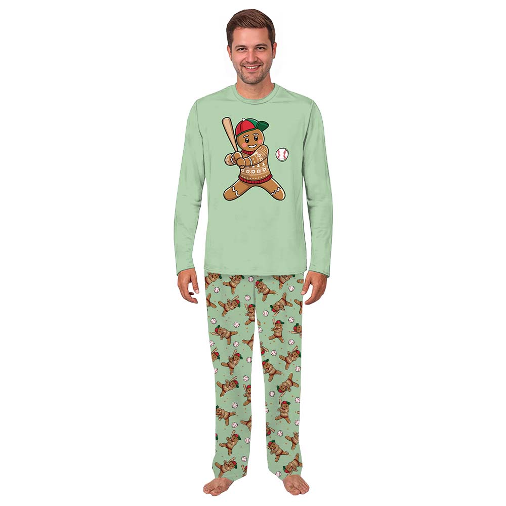 Baseball Gingerbread Matching Christmas Pajamas With Newborn