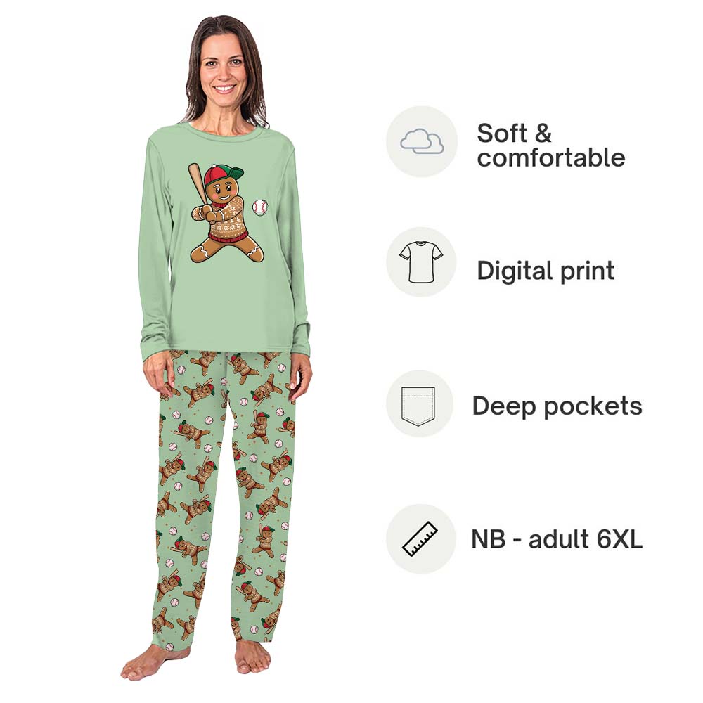 Baseball Gingerbread Matching Christmas Pajamas With Newborn