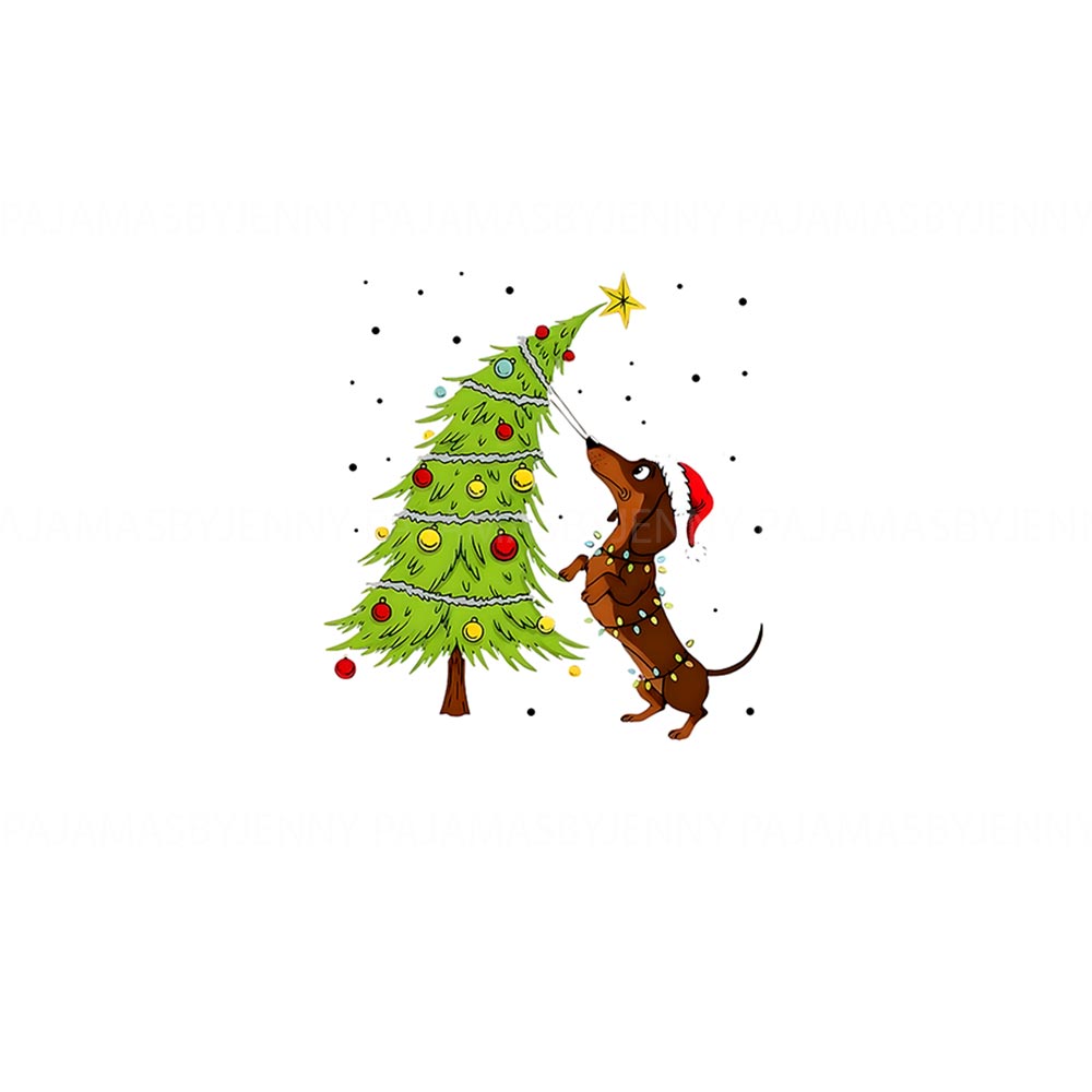Dachshund and Christmas Tree Matching Pajamas For The Whole Family Dachshund and Christmas Tree Matching Pajamas For The Whole Family