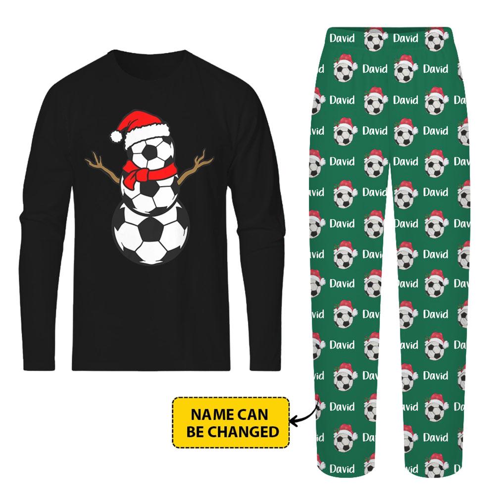 Cool Snowman Soccer Christmas Pjs With Personalized Name Cool Snowman Soccer Christmas Pjs With Personalized Name