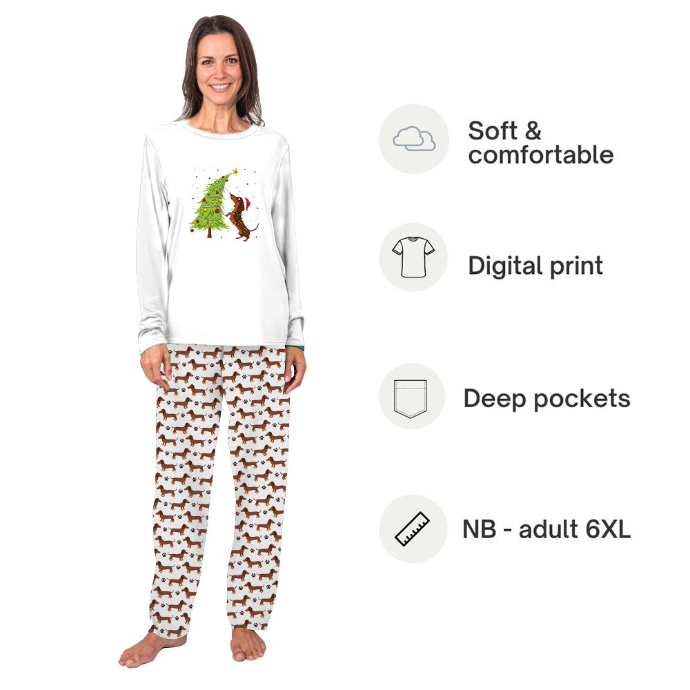 Dachshund and Christmas Tree Matching Pajamas For The Whole Family Dachshund and Christmas Tree Matching Pajamas For The Whole Family