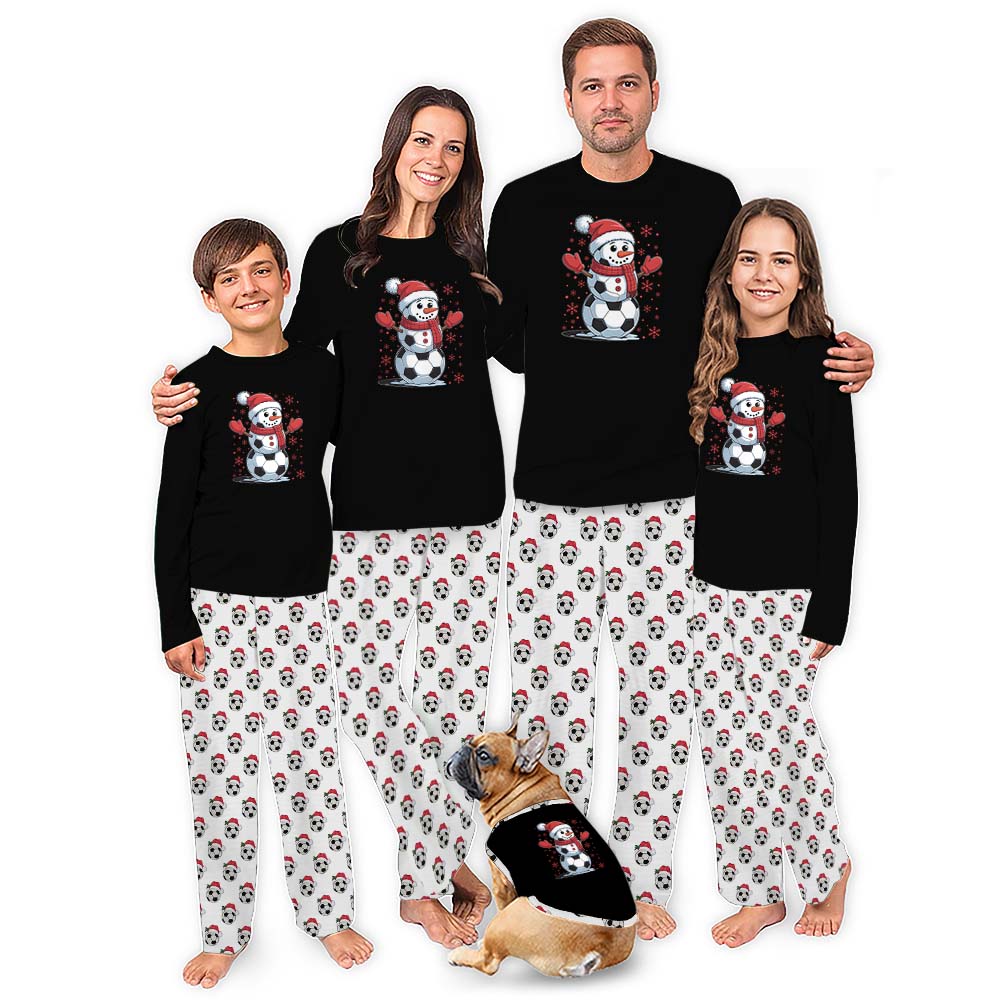 Plus Size Cute Christmas Family Pajamas With Soccer Snowman Plus Size Cute Christmas Family Pajamas With Soccer Snowman