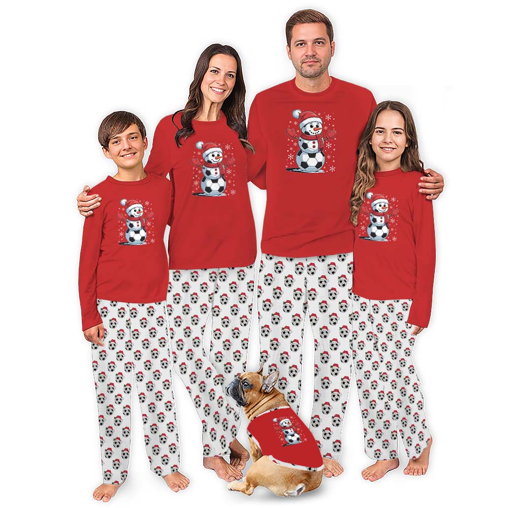 Plus Size Cute Christmas Family Pajamas With Soccer Snowman Plus Size Cute Christmas Family Pajamas With Soccer Snowman