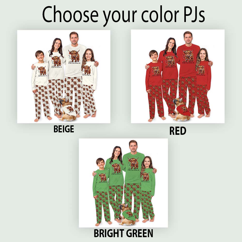 Cute Baby Highland Cow Family Long Sleeve Christmas Pajamas