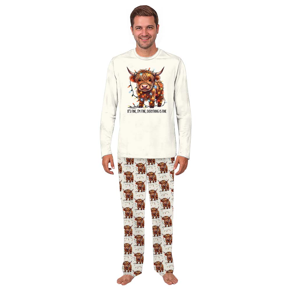 Cute Baby Highland Cow Family Long Sleeve Christmas Pajamas