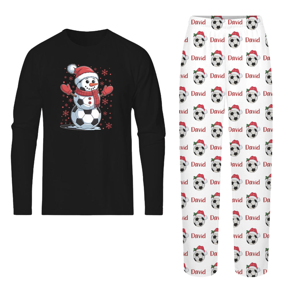 Customized Snowman Soccer Ball Christmas Pajamas With Name