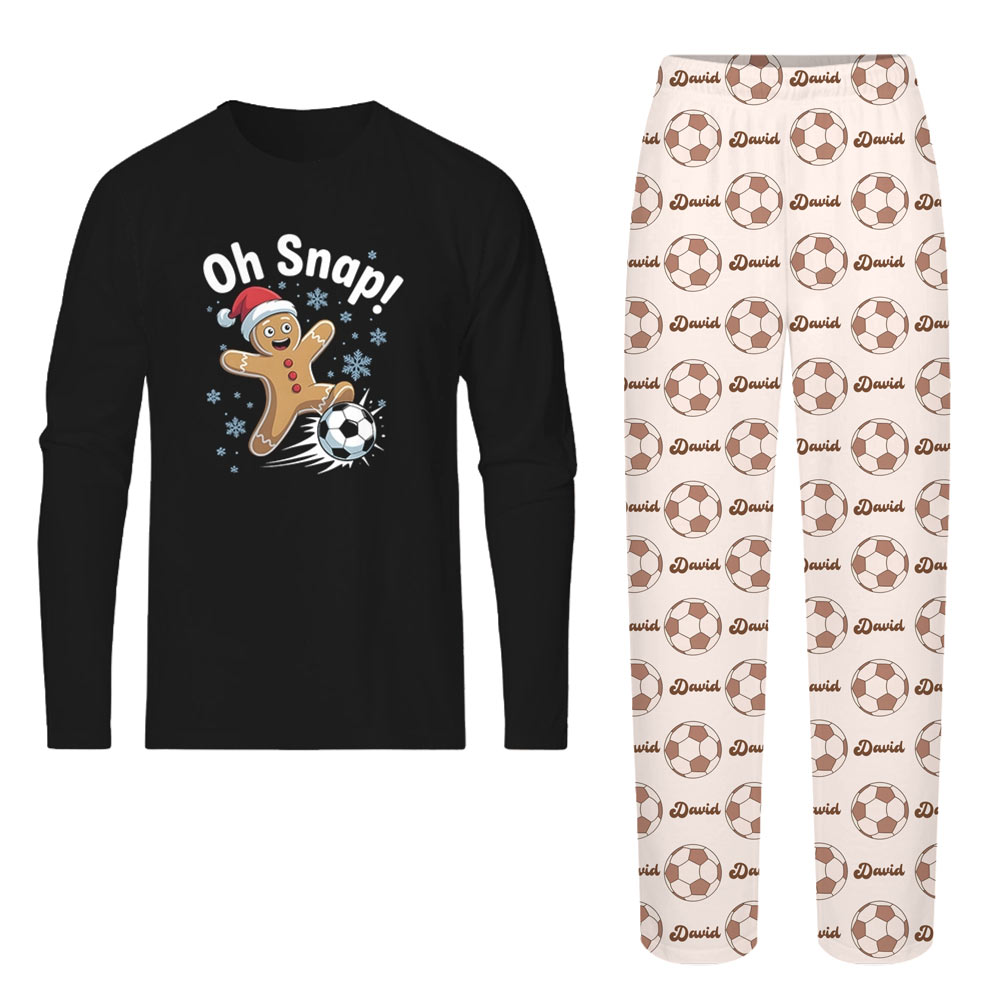 Soccer Gingerbread Man Dog And Family Christmas Pajamas With Name
