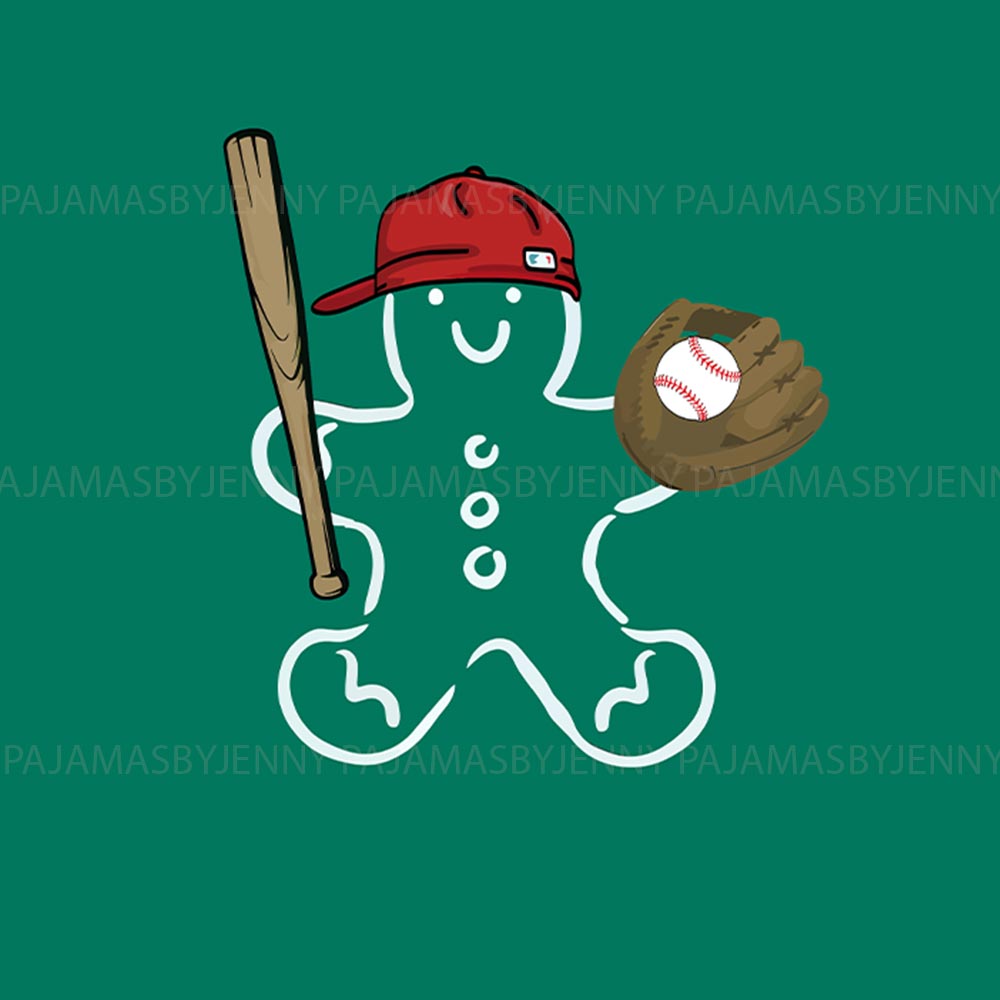 Cute Gingerbread Playing Baseball Matching Family PJ Sets Cute Gingerbread Playing Baseball Matching Family PJ Sets