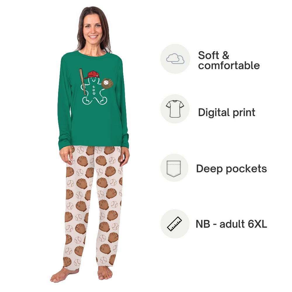 Cute Gingerbread Playing Baseball Matching Family PJ Sets Cute Gingerbread Playing Baseball Matching Family PJ Sets