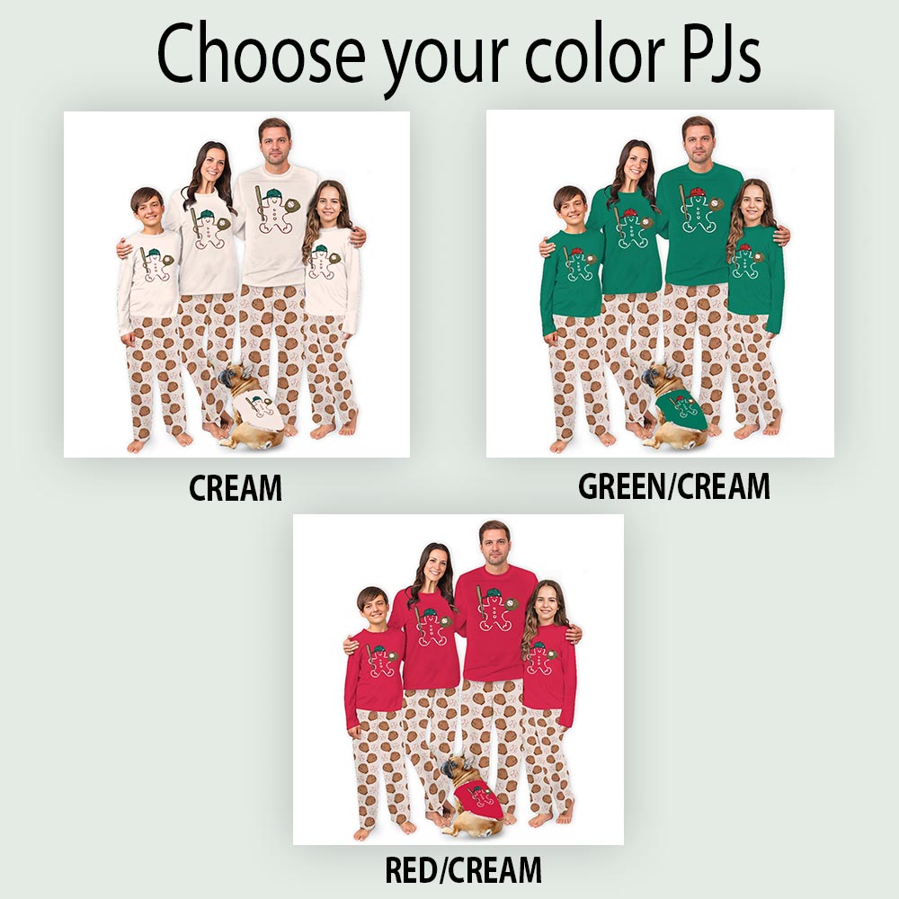 Cute Gingerbread Playing Baseball Matching Family PJ Sets Cute Gingerbread Playing Baseball Matching Family PJ Sets