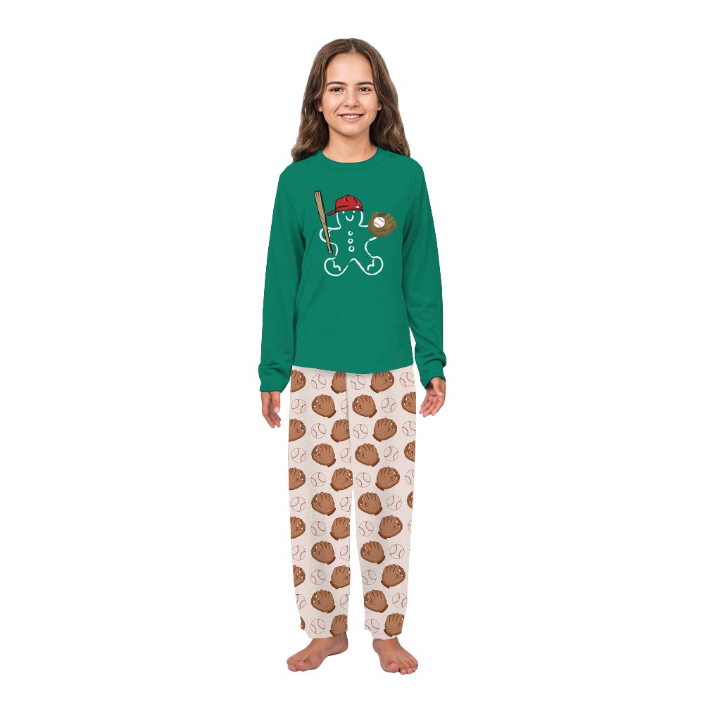Cute Gingerbread Playing Baseball Matching Family PJ Sets Cute Gingerbread Playing Baseball Matching Family PJ Sets