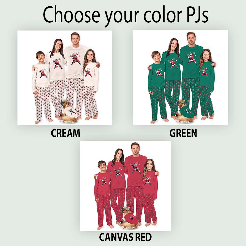 Baseball Santa Claus Family Christmas Pajamas Plus Size