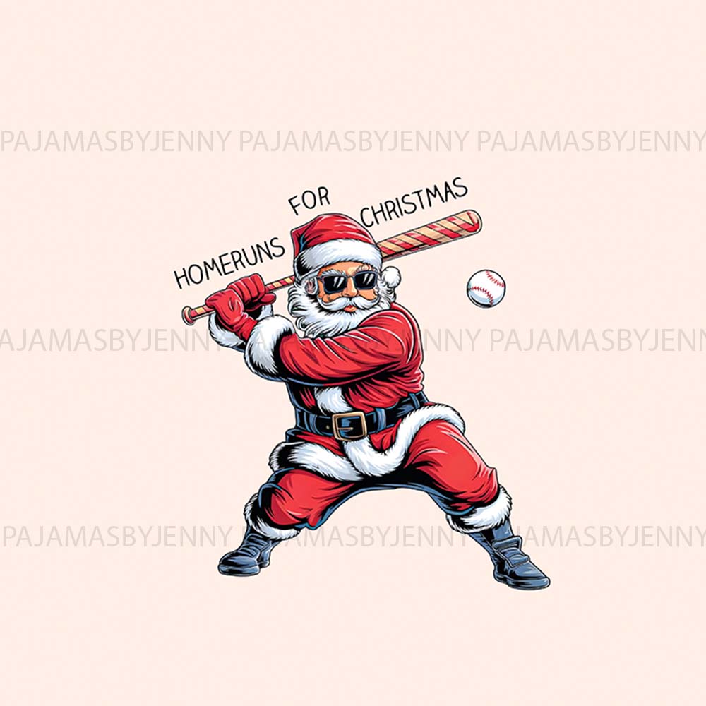 Baseball Santa Claus Family Christmas Pajamas Plus Size