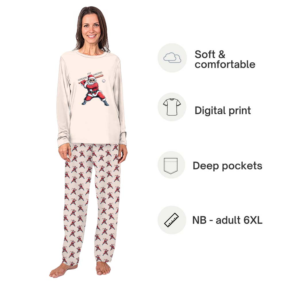 Baseball Santa Claus Family Christmas Pajamas Plus Size