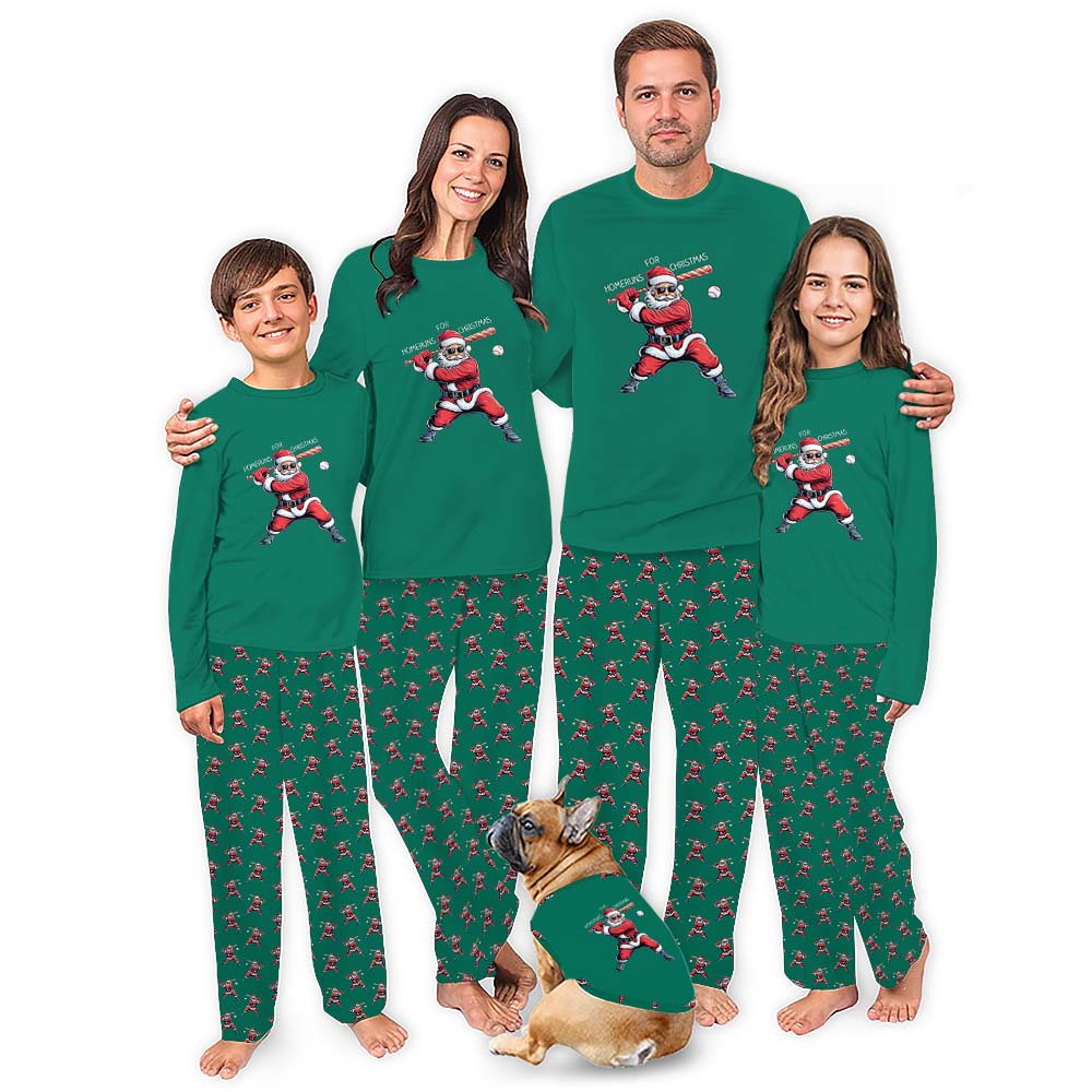 Baseball Santa Claus Family Christmas Pajamas Plus Size