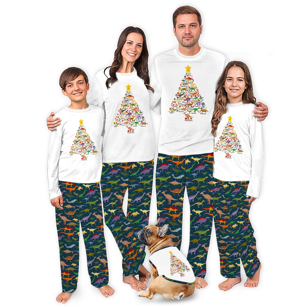 Family Christmas Dinosaur Christmas Tree Pajamas With Pockets