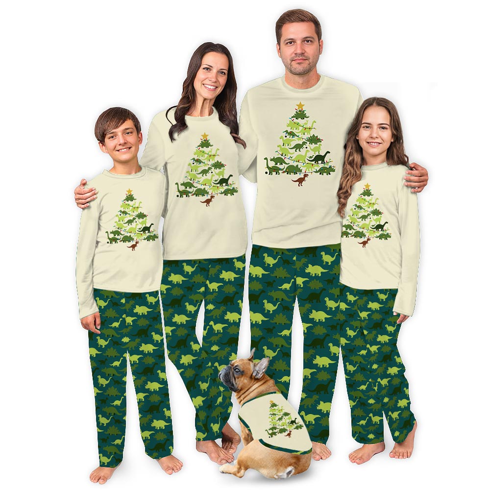 Dinosaur Christmas Tree Matching Long Sleeve Pajamas Dinosaur Christmas Tree Matching Long Sleeve Pajamas
