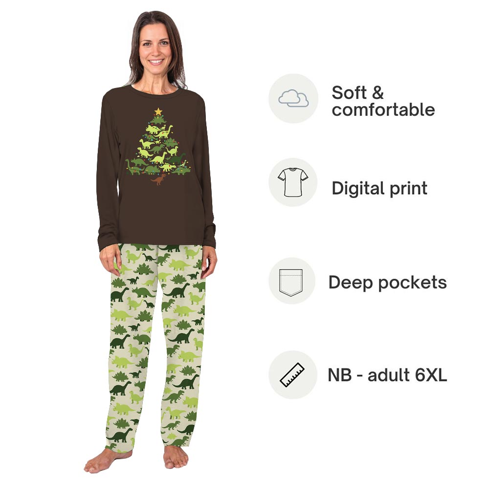 Dinosaur Christmas Tree Matching Long Sleeve Pajamas Dinosaur Christmas Tree Matching Long Sleeve Pajamas