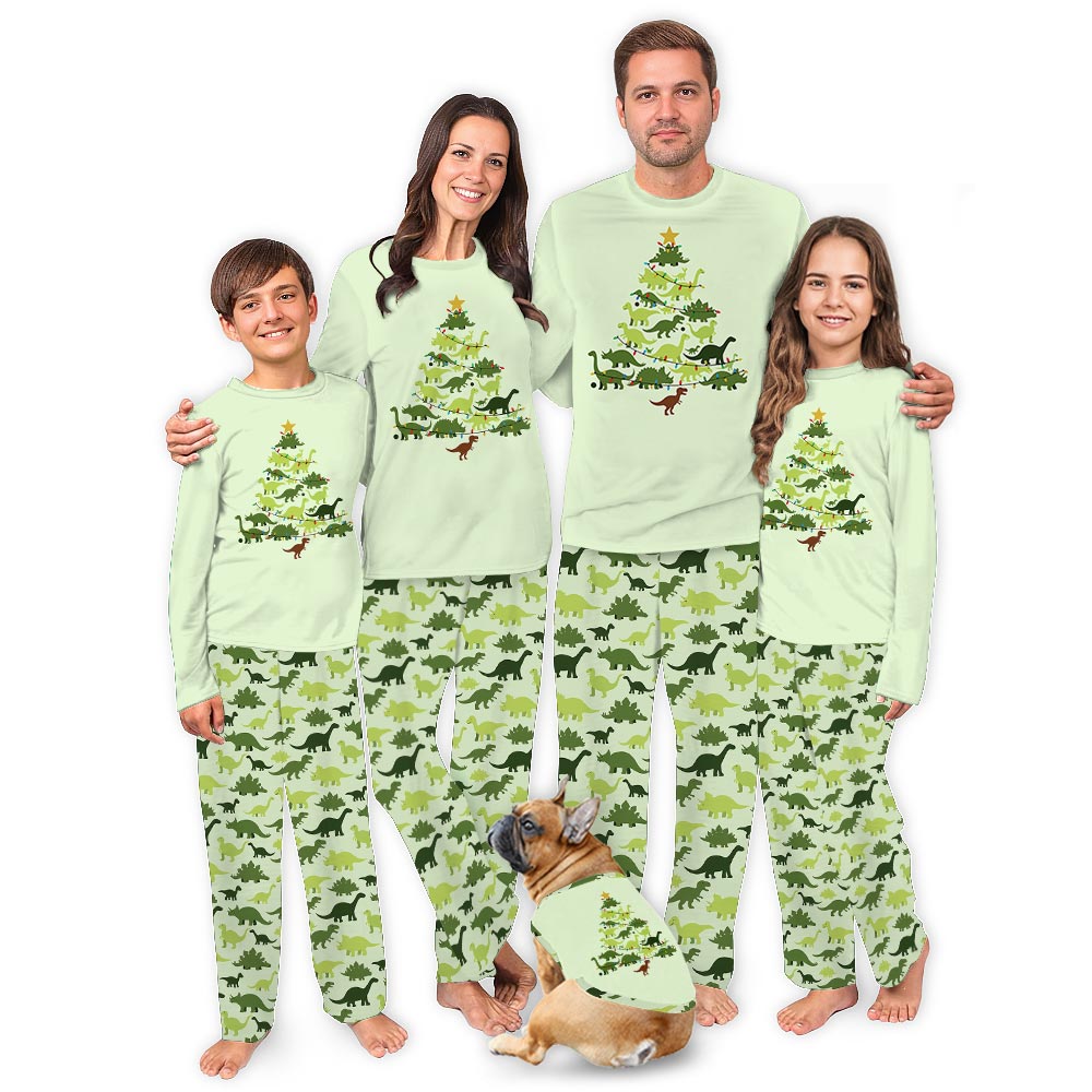 Dinosaur Christmas Tree Matching Long Sleeve Pajamas Dinosaur Christmas Tree Matching Long Sleeve Pajamas