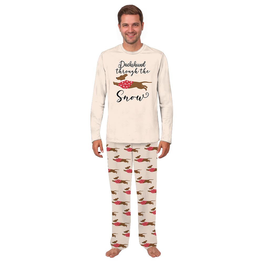 Matching dachshund Through The Snow christmas pajamas