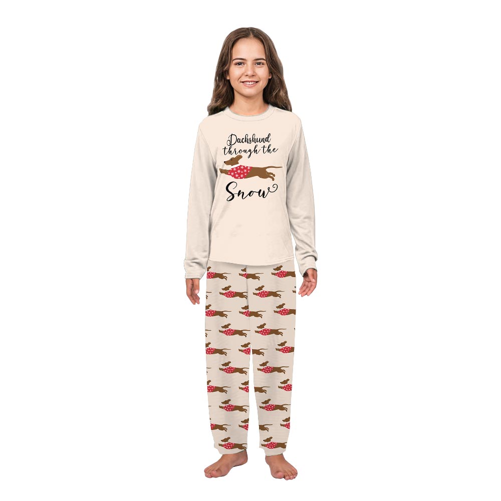 Matching dachshund Through The Snow christmas pajamas