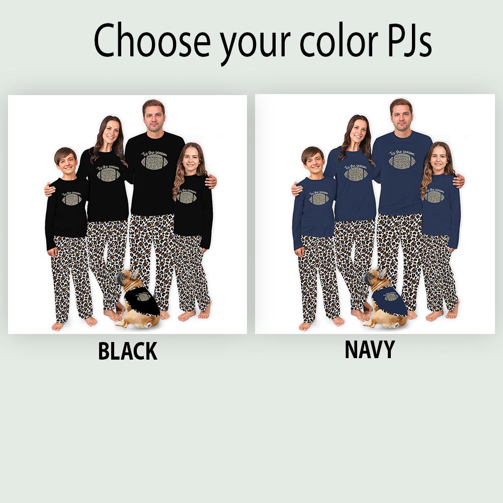 Tis The Season Football with Leopard Theme Christmas Match PJs Tis The Season Football with Leopard Theme Christmas Match PJs