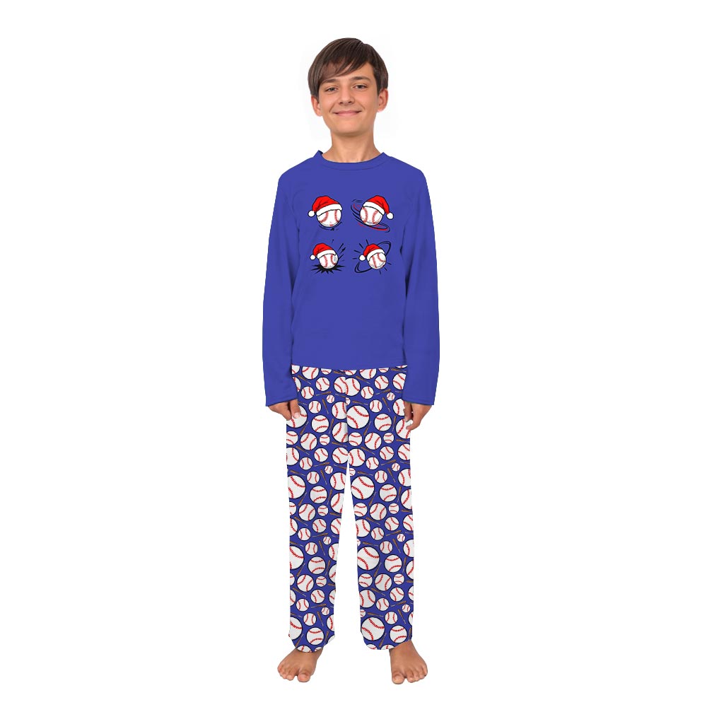 Baseball Wearing Santa Hats Matching Pajamas for Cat and Owner
