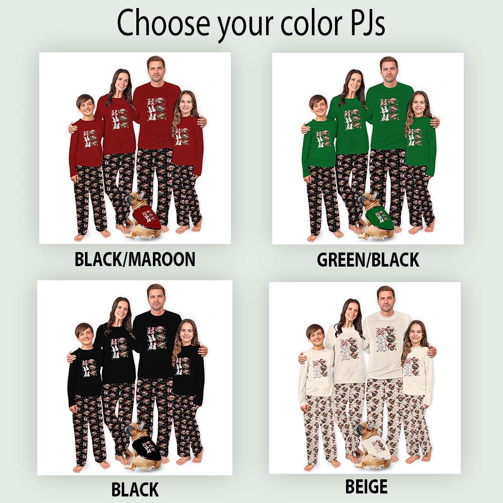 Plus Size Highland Cow Christmas Pajamas Saying Ho Ho Ho Plus Size Highland Cow Christmas Pajamas Saying Ho Ho Ho