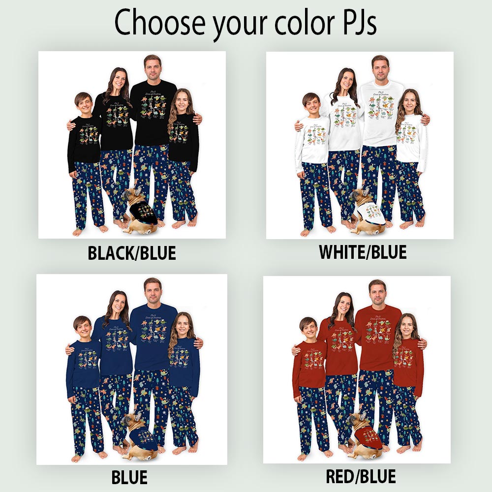 Festive The Twelve Dinos of Christmas Family Xmas Pajamas Festive The Twelve Dinos of Christmas Family Xmas Pajamas