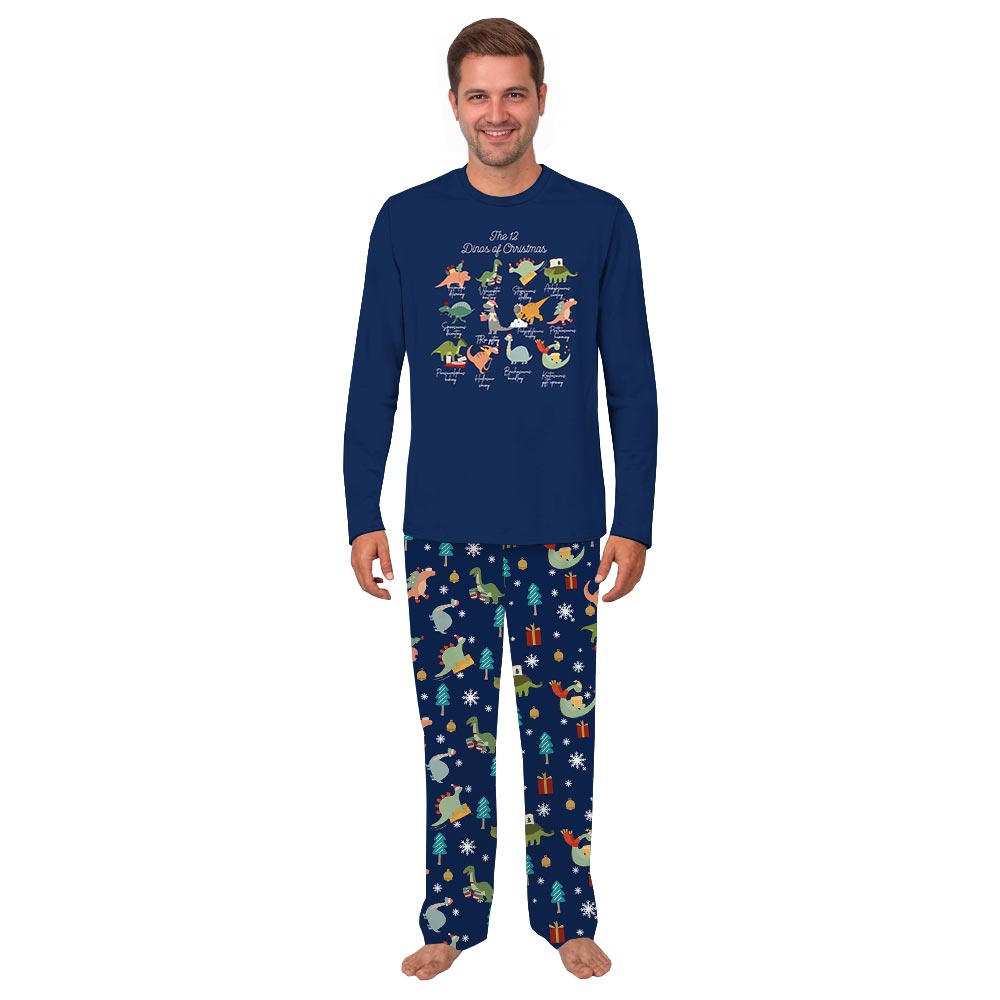 Festive The Twelve Dinos of Christmas Family Xmas Pajamas Festive The Twelve Dinos of Christmas Family Xmas Pajamas