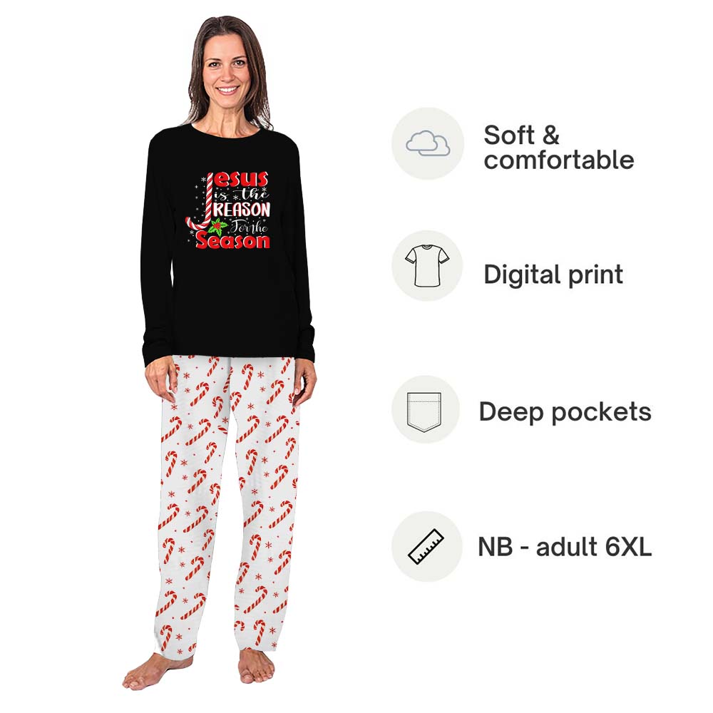 Christian Family Christmas Pajamas With Bible Verse And Candy Cane