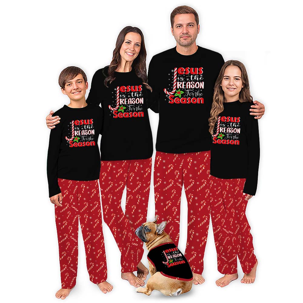Christian Family Christmas Pajamas With Bible Verse And Candy Cane