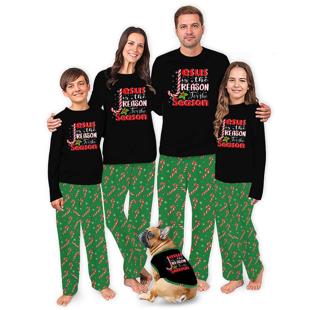 Christian Family Christmas Pajamas With Bible Verse And Candy Cane
