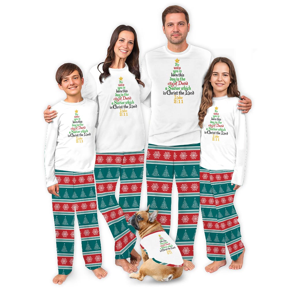Christian Matching Family Christmas Pajamas And Dog