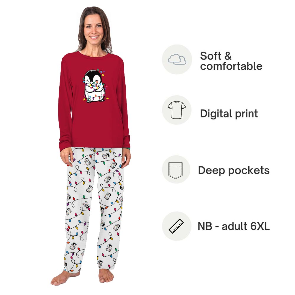 Cute Penguin With Christmas Light Matching Pjs For Family And Dog Cute Penguin With Christmas Light Matching Pjs For Family And Dog