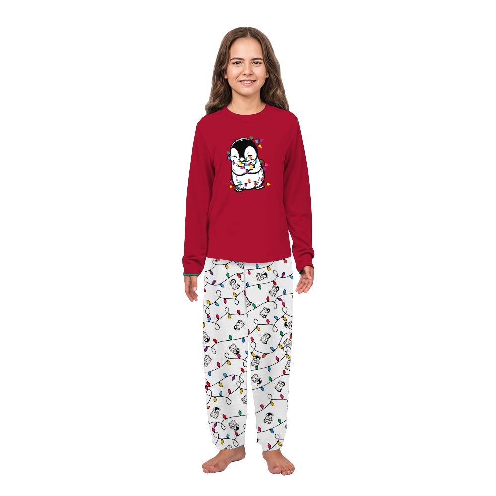Cute Penguin With Christmas Light Matching Pjs For Family And Dog Cute Penguin With Christmas Light Matching Pjs For Family And Dog