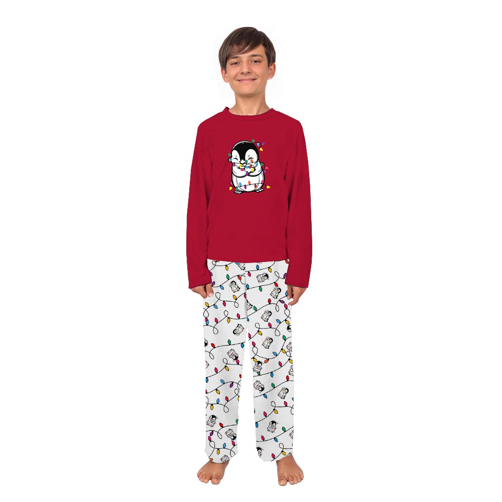 Cute Penguin With Christmas Light Matching Pjs For Family And Dog Cute Penguin With Christmas Light Matching Pjs For Family And Dog