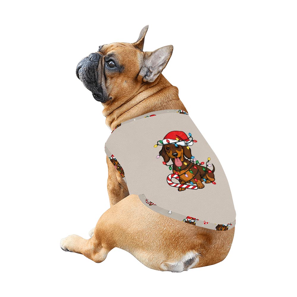 Beige Dachshund wearing Santa Hat Plus Size Family PJs Beige Dachshund wearing Santa Hat Plus Size Family PJs