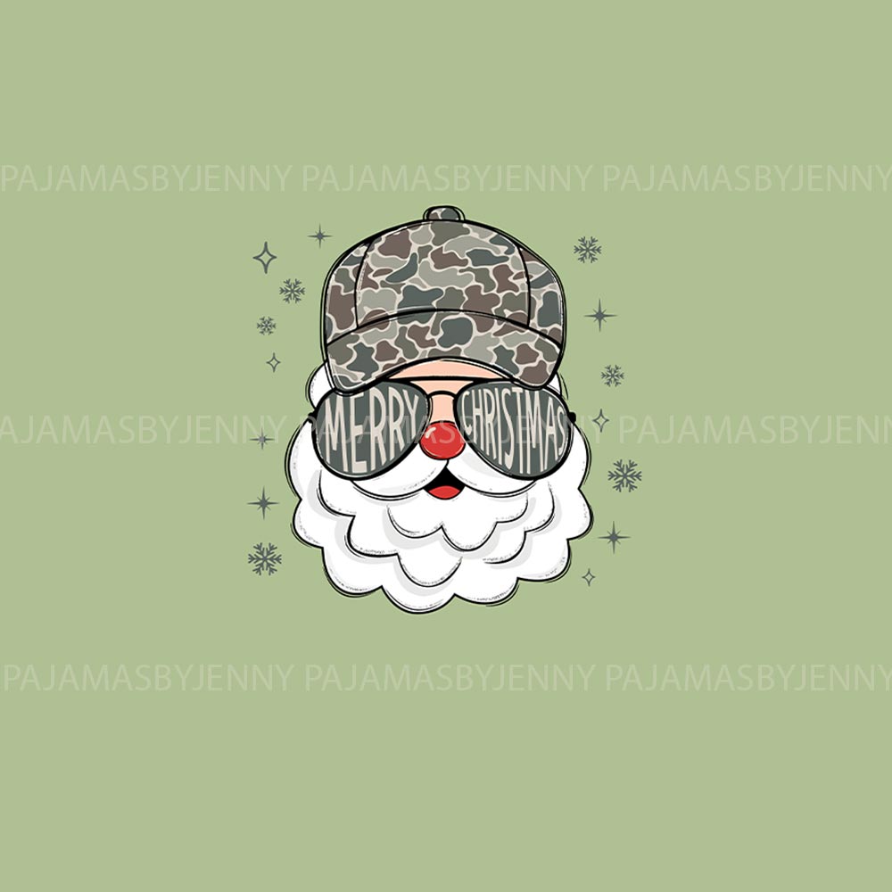 Festive Santa Camouflage Matching Family Pajama Sets