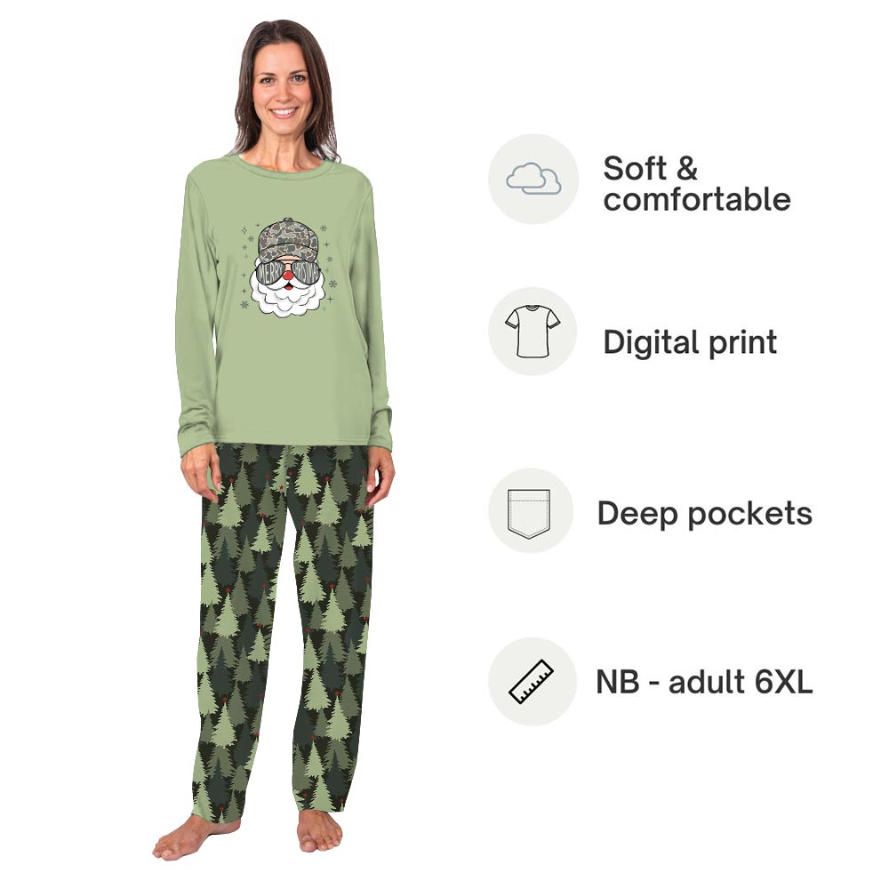 Festive Santa Camouflage Matching Family Pajama Sets