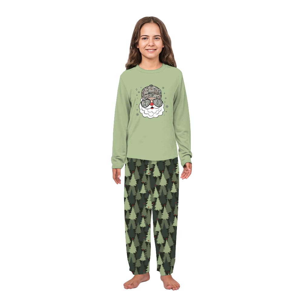 Festive Santa Camouflage Matching Family Pajama Sets