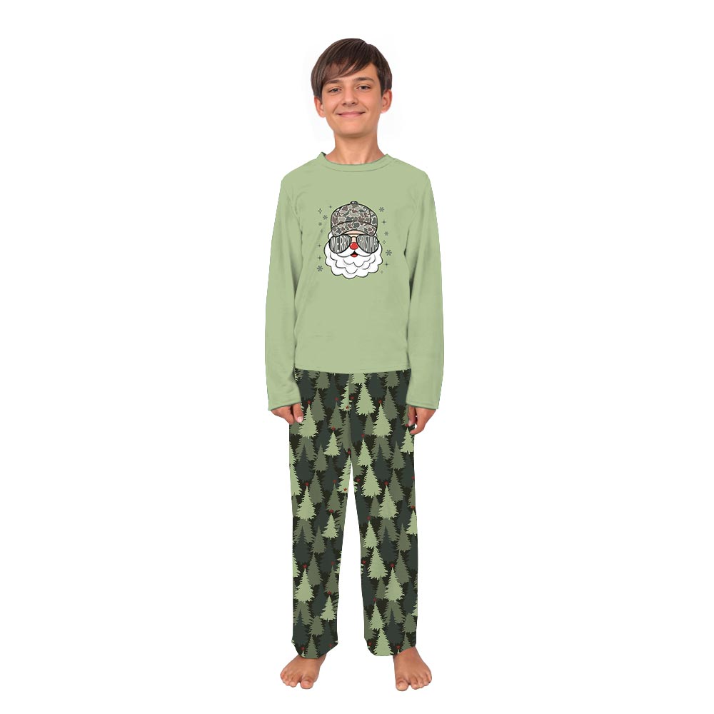Festive Santa Camouflage Matching Family Pajama Sets