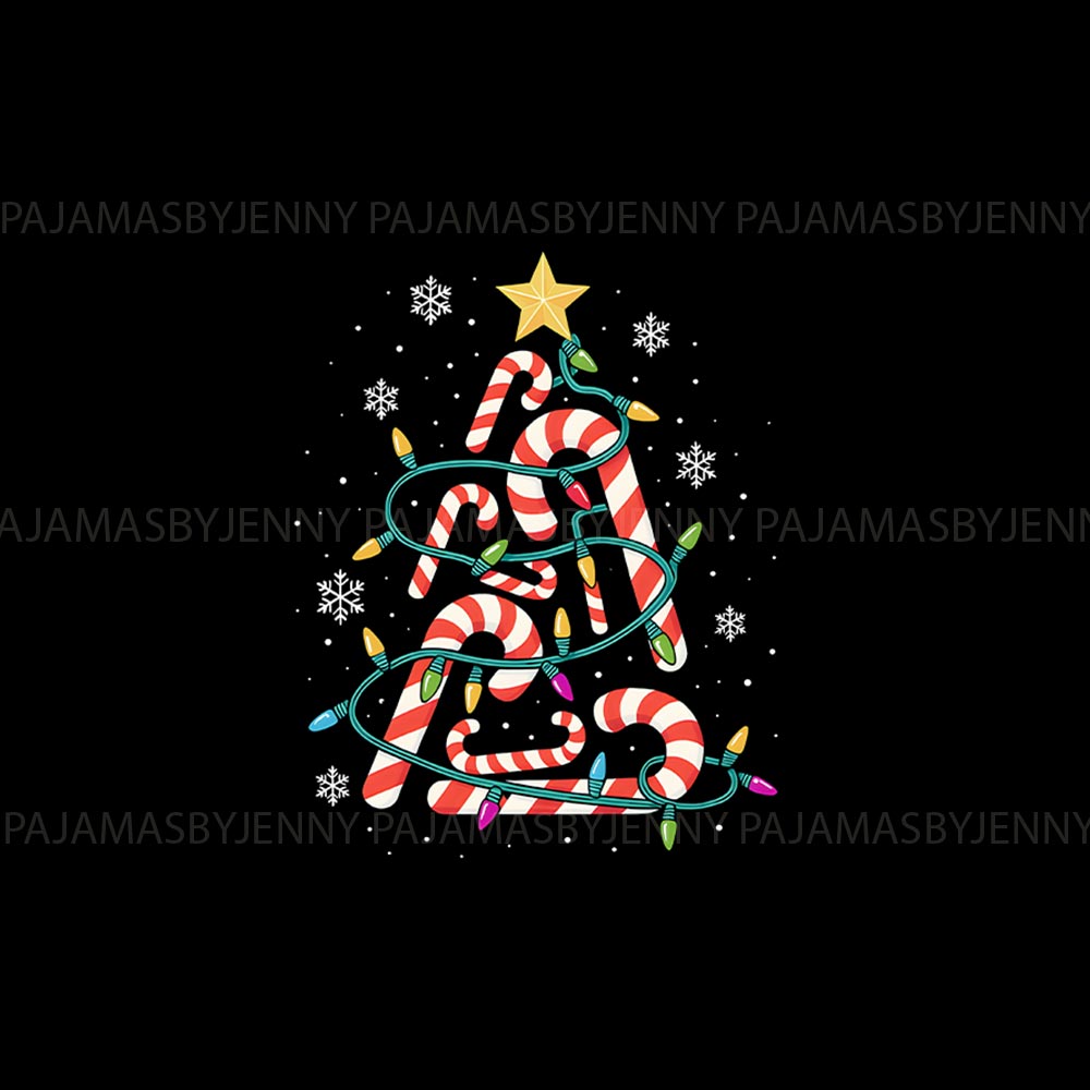 Christmas Candy Cane Tree Family Pajama Sets with Xmas Lights Christmas Candy Cane Tree Family Pajama Sets with Xmas Lights